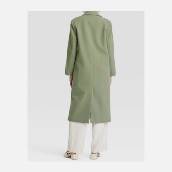 Women's Faux Wool Topcoat - A New Day Olive S - Picture 3 of 3